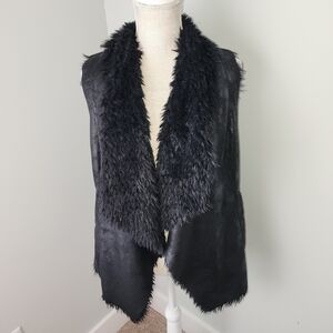 Mo Ka By Santa Fe Apparel Faux Suede And Leather Drape Vest Pockets Size Small